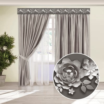 Комплект штор с 3D-ламбрекеном «Бумажные цветы 1»